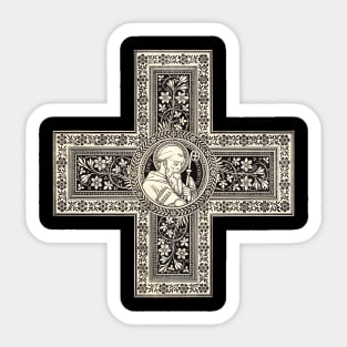 Antique Illustration Cross with Saint Benedict Sticker